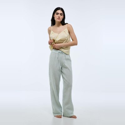 Pantalon rayée lin coton MONOPRIX