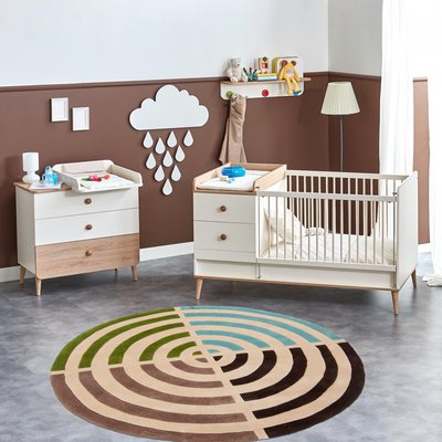 Tapis rond fait main en laine motif géométrique LIFOU UN AMOUR DE TAPIS