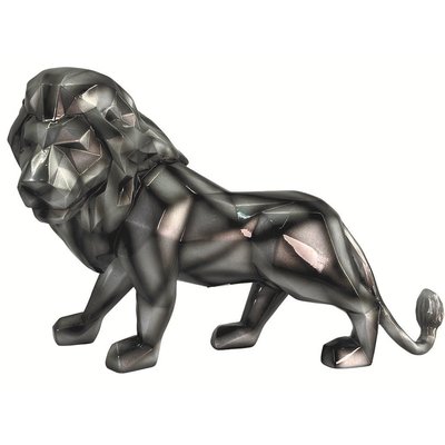 Sculpture moderne lion gris anthracite PIER IMPORT