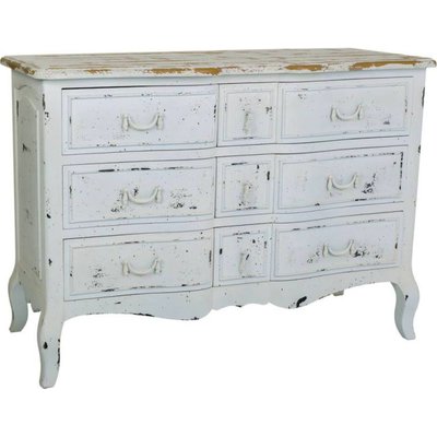 Commode blanche style ancien à neuf tiroirs en bois mdf RECOLLECTION