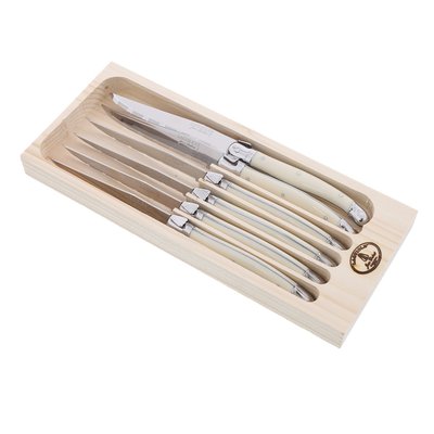 Couteaux   ivoire, coffret 6-LAGUIOLE JEAN DUBOST