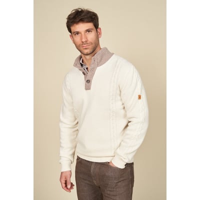 Pull col montant boutonné et torsades MCS