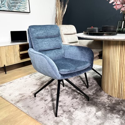 Fauteuil de table pivotant en velours bleu (lot de 2) PALERME PIER IMPORT