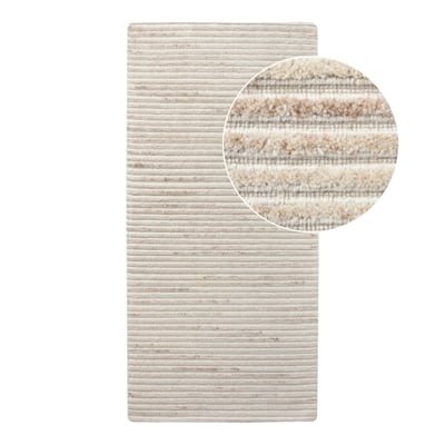 Tapis de couloir beige ivoire tufté FEZ PIER IMPORT