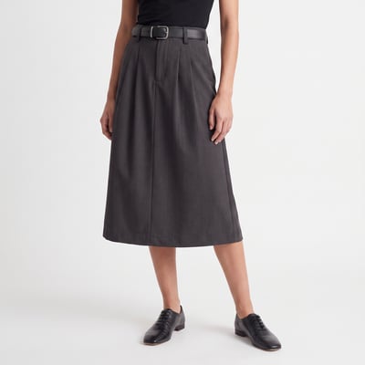 Jupe midi évasée à taille haute avec ceinture et plis à l'avant FLINA ARTLOVE