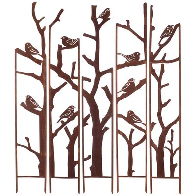 Treillis brise vue en 5 parties Oiseaux L : 137,5 x 1,5 x 170 cm JARDINDECO