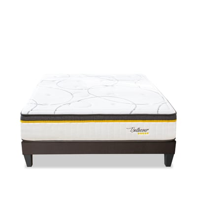 BELLECOUR LITERIE Ensemble Bellecour 3.0 140x190 cm Matelas Ressorts ensachés + Sommier Bois BELLECOUR
