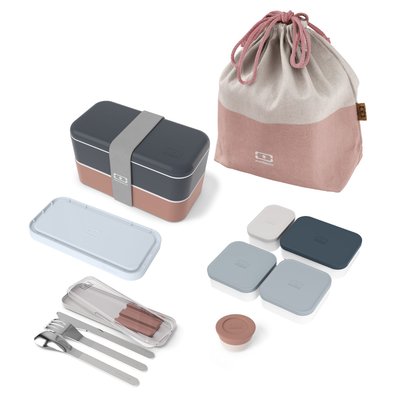 Set repas lunch box 2 étages 1L avec accessoires MONBENTO