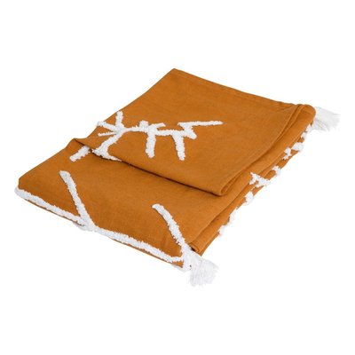Jeté de lit Soleya 130x180 tufté ocre coton ATMOSPHERA
