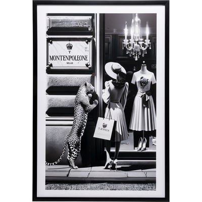 Tableau femme et léopard lèche-vitrine KARE DESIGN