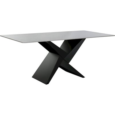 Table repas design céramique noire et métal style moderne RECOLLECTION