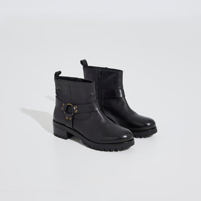 Bottines motarde dessus cuir GRAIN DE MALICE