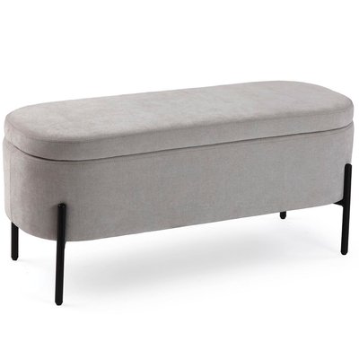 Banc coffre tapissé gris clair 95x36x43cm WADIGA