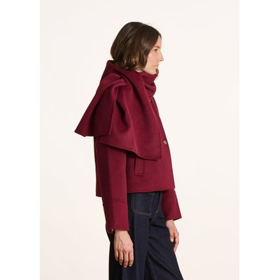 Manteau court en laine à écharpe amovible LA FEE MARABOUTEE