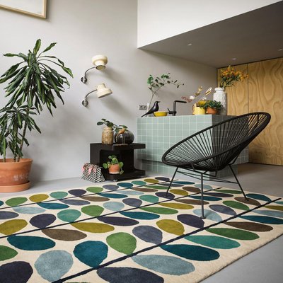 Tapis salon et chambre fait à la main en laine motif seventies MULTEM UN AMOUR DE TAPIS
