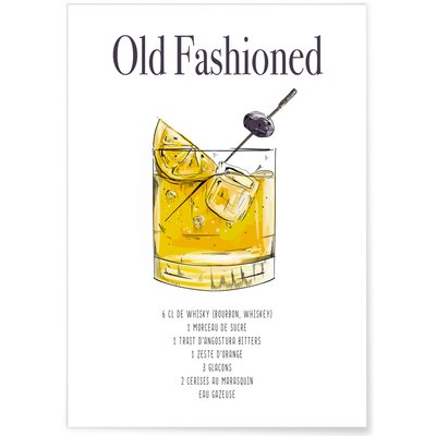 Affiche Cocktail Old Fashioned L'AFFICHERIE