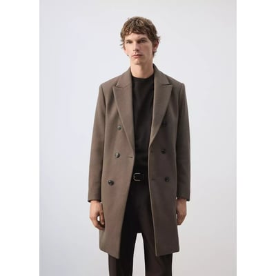 Manteau laine mélangée boutons MANGO MAN