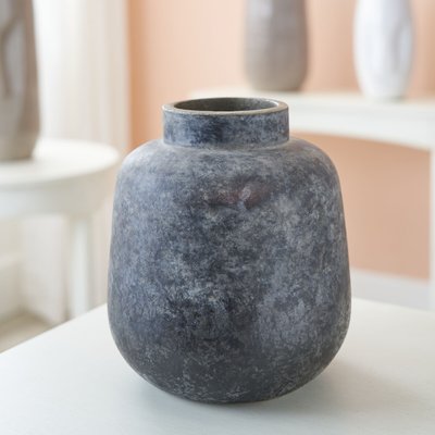 Volcanic Effect Stoneware Vase in Grey SO'HOME