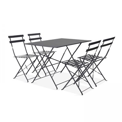 Salon de jardin table bistrot et 4 chaises pliantes, ROME OVIALA