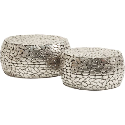 Lot de 2 tables basses imitation galets, PEBBLES KARE DESIGN