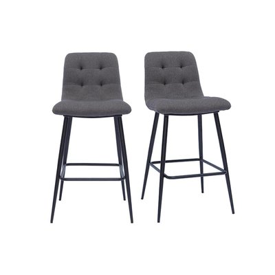 Tabourets de bar design en tissu gris et métal H65 cm (lot de 2) ESCAPE MILIBOO