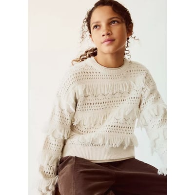Pull-over maille ajourée franges MANGO KIDS