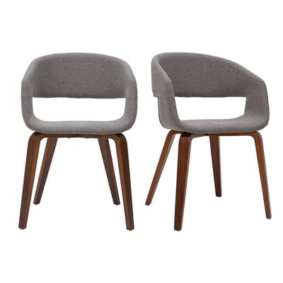 Chaises design en tissu gris et pieds en bois foncé noyer (lot de 2) SLAM MILIBOO