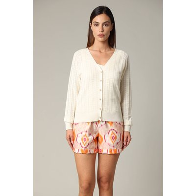 Cardigan à col v en maille délicatement ajourée avec boutons HORFI DEELUXE