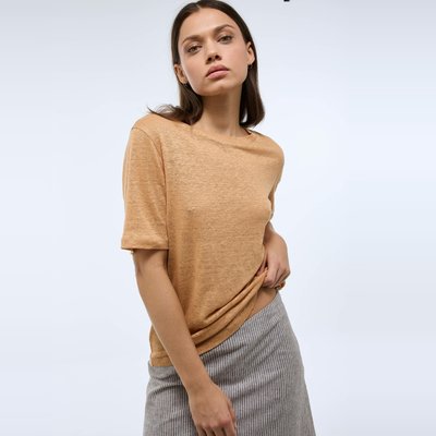 T-shirt manches courtes uni en lin MONOPRIX