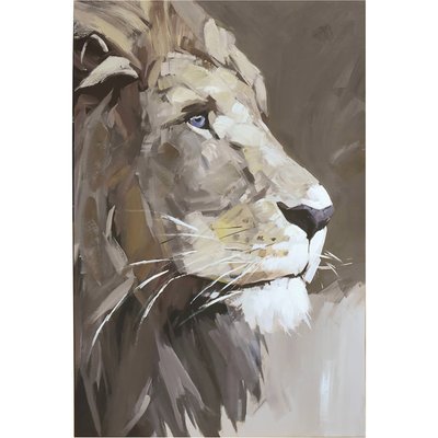 Toile décorative lion profil peinture effet huile couleurs naturelles RECOLLECTION