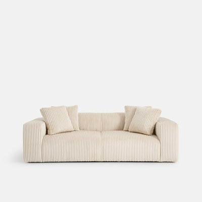 Canapé droit, 3 places, en velours côtelé XL, LIORA LA REDOUTE INTERIEURS
