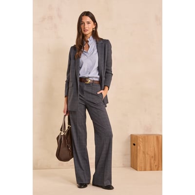 Pantalon de tailleur taille haute motif prince de Galles LAYLA Maison 123