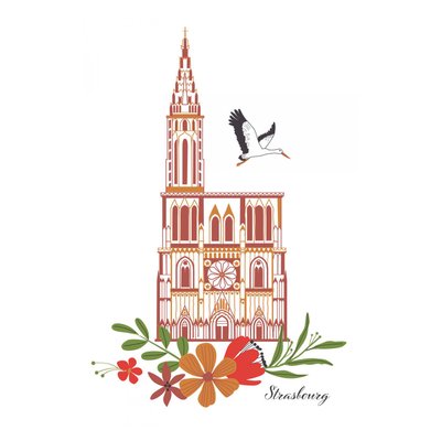 Torchon nid d'abeilles recyclé Cathédrale Fleurie WINKLER