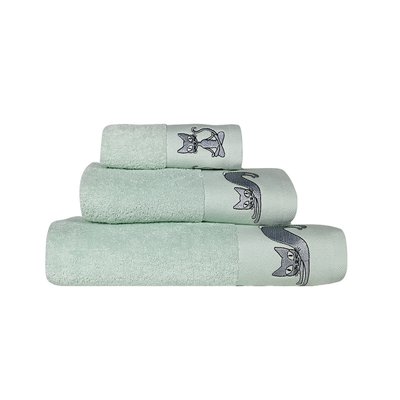 Ensemble de bain 3 pièces YOGI CAT (1 drap de bain + 1 Serviette de toilette + 1 invité) SENSEI MAISON