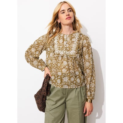 Blouse fleurie à plastron PROMOD