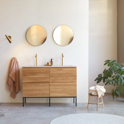 Meuble Salle de Bain en chêne massif et terrazzo premium Pink 120 cm NOVA TIKAMOON