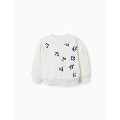 Sweat en coton peigné avec fleurs en relief ZIPPY
