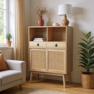 Armoire de rangement imitation chêne scandinave, DAVEO MEUBLES COSY
