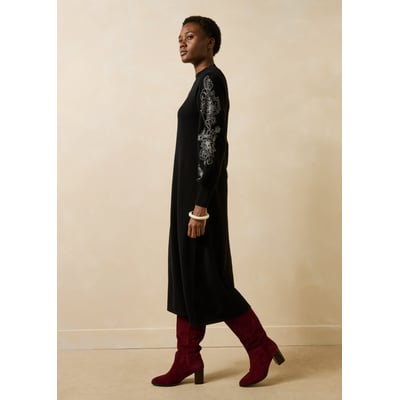 Robe midi en maille avec broderie LA FEE MARABOUTEE