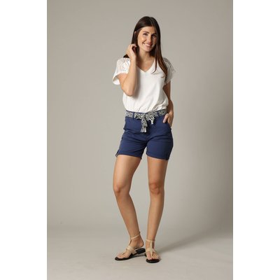 Short mi-long avec ceinture ethnique à motifs et bas à revers KAIJA DEELUXE