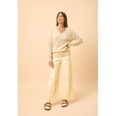 NORA pull col v avoine en cachemire JUST CASHMERE