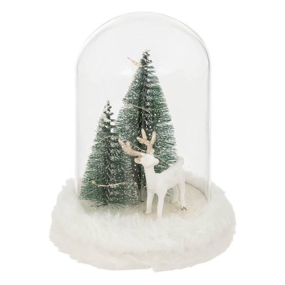 Décoration cloche en verre avec renne H21cm 10 LED blanc chaud à piles ATMOSPHERA