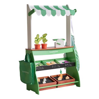 Stand de marché enfants légumes ardoise et accessoires bois TEAMSON KIDS