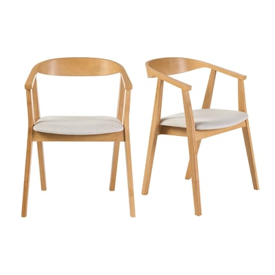 Chaises scandinaves bois clair et tissu effet velours texturé beige (lot de 2) BAHIA MILIBOO
