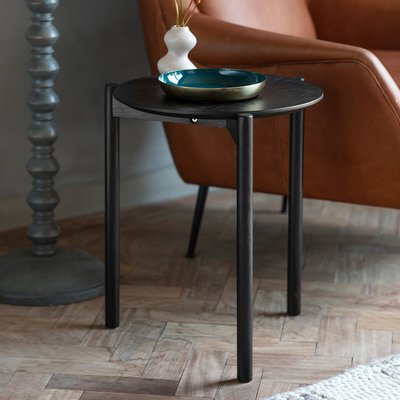 Hajipur Round Oak Side Table SO'HOME