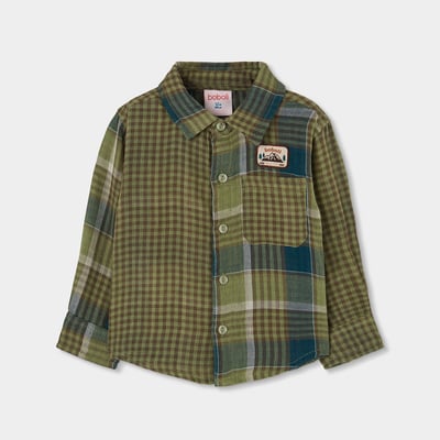 Chemise garçon à carreaux avec patch montagne BOBOLI