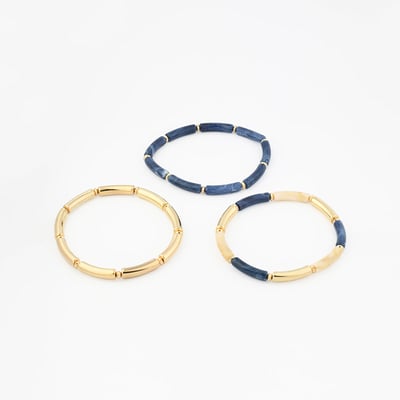 Set x3 bracelets tubes bleu et doré BALABOOSTE