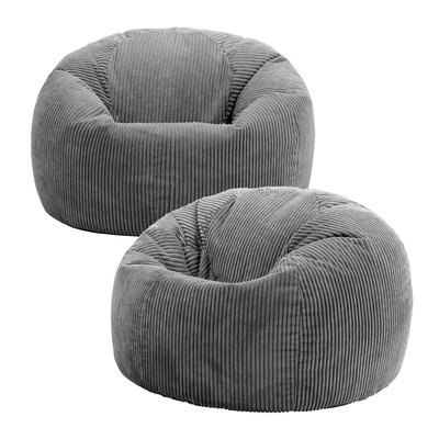 Lot de 2 poufs classiques velours côtelé Oeko-Tex® - KINGSTON ICON