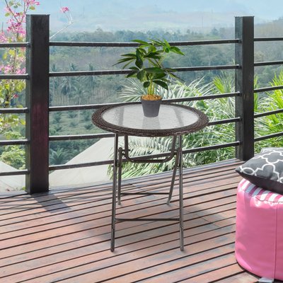 Table ronde bistro de jardin pliable plateau verre trempé OUTSUNNY