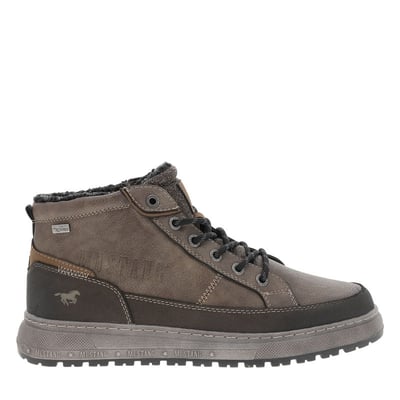 Sneakers montantes brunes à talon plat et logo embossé munies de lacets MUSTANG